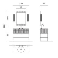 Комплект мебели №18 Oasis Academy напольная консоль со столешницей раковиной и зеркалом 110х53х86 см схема 2