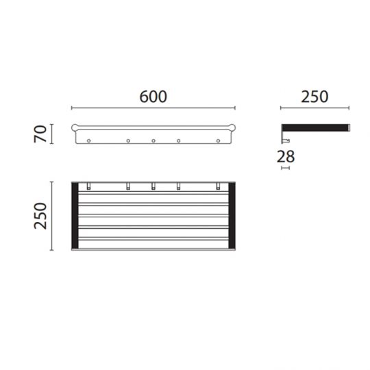 Полка для полотенец Oasis Defile 0AGD007 60 см подвесная схема 2