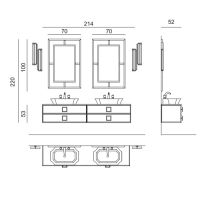 Комплект мебели №22 Oasis Daphne подвесная тумба с накладной раковиной 214х52.5х220 см схема 2