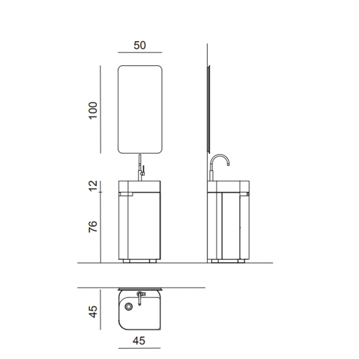 Комплект мебели №22 Oasis Profilo 45х45х200 см напольная тумба цвет  RAL с раковиной ФОТО