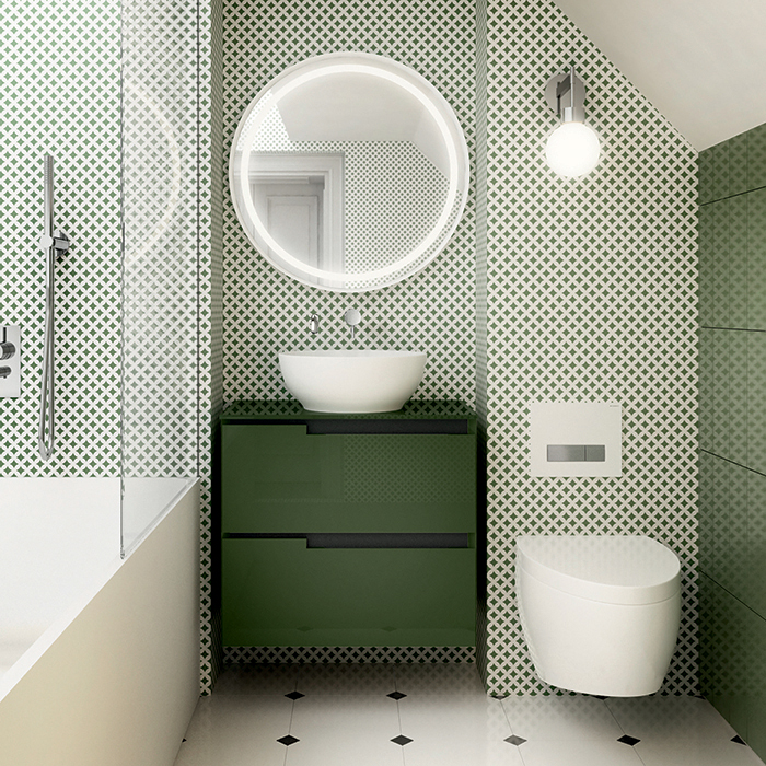 Комплект мебели №21 Oasis Profilo 60х32х200 см подвесная тумба с раковиной и столешницей