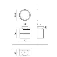 Комплект мебели №21 Oasis Profilo 60х32х200 см подвесная тумба с раковиной и столешницей схема 2