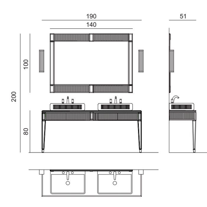 Комплект мебели напольный №3 Oasis Rialto 190x51x200 см консоль с раковиной ФОТО
