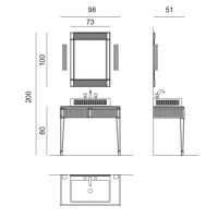 Комплект мебели напольный №1 Oasis Rialto 98x51x200 см консоль с накладной раковиной схема 2