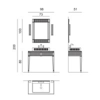 Комплект мебели напольный №2 Oasis Rialto 98x51x200 см с накладной раковиной схема 2