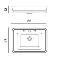 Раковина накладная Oasis 0LTOPT91 65х47 см с 3 отверстиями схема 2