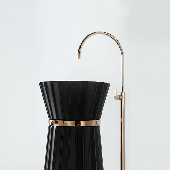 Раковина Oasis Plisse 0PI440NL напольная 44х95 см без отверстия и перелива в комплекте с донным клапаном ФОТО