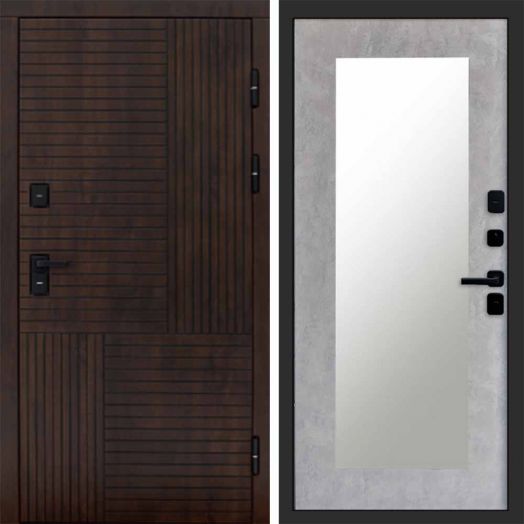 Входная дверь Termo-door Премиум винорит Веста Дуб с терморазрывом - Зеркало триумф Бетон светлый