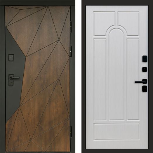 Входная дверь Termo-door Премиум винорит Геометрия Дуб с терморазрывом - Арка Лиственница