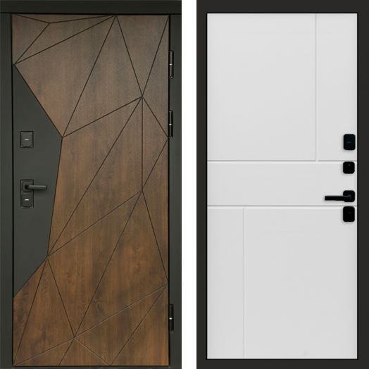Входная дверь Termo-door Премиум винорит Геометрия Дуб с терморазрывом - Горизонт Белый