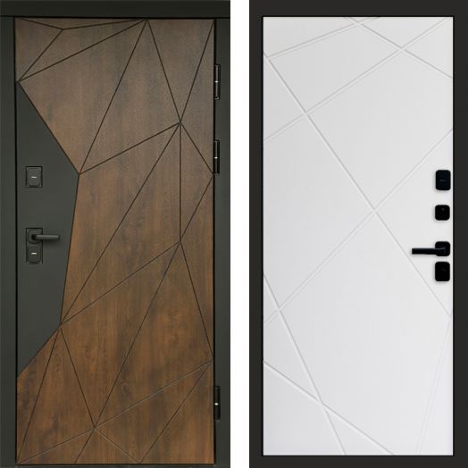 Входная дверь Termo-door Премиум винорит Геометрия Дуб с терморазрывом - Лучи Белый