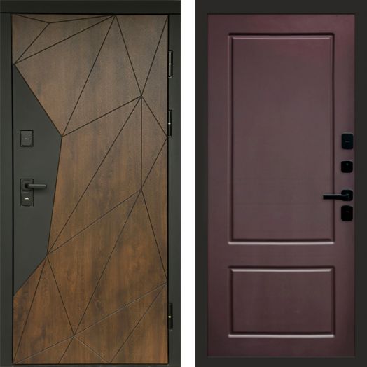 Входная дверь Termo-door Премиум винорит Геометрия Дуб с терморазрывом - Марсель Шоколад