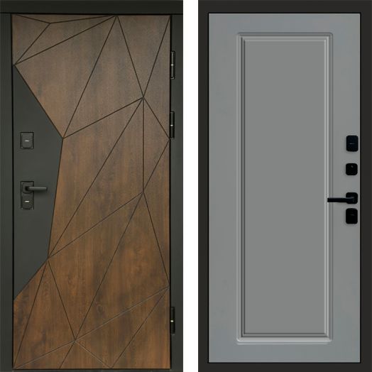 Входная дверь Termo-door Премиум винорит Геометрия Дуб с терморазрывом - Гранд Грей софт