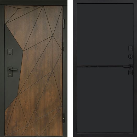 Входная дверь Termo-door Премиум винорит Геометрия Дуб с терморазрывом - Нео Black