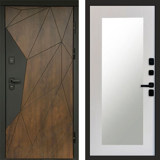 Входная дверь Termo-door Премиум винорит Геометрия Дуб с терморазрывом - Зеркало триумф Лиственница