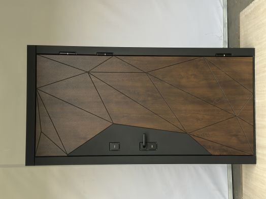 Входная дверь Termo-door Премиум винорит Геометрия Дуб с терморазрывом - Широкое Зеркало Фацет Черный кварц