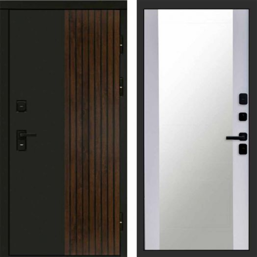 Входная дверь Termo-door Премиум винорит Форт Дуб с терморазрывом - Зеркало Белый софт