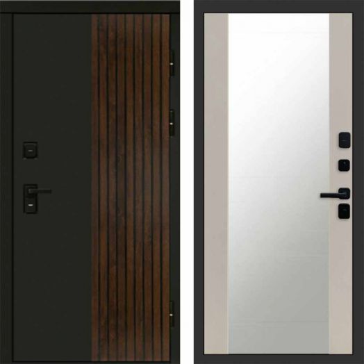 Входная дверь Termo-door Премиум винорит Форт Дуб с терморазрывом - Зеркало Слоновая кость