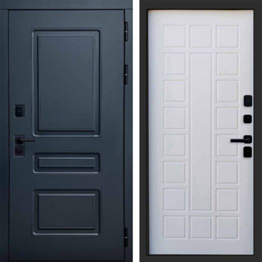 Входная дверь Termo-door Аляска Графит с терморазрывом - Престиж Белое дерево