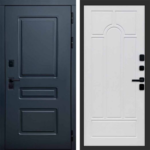 Входная дверь Termo-door Аляска Графит с терморазрывом - Арка Белое дерево