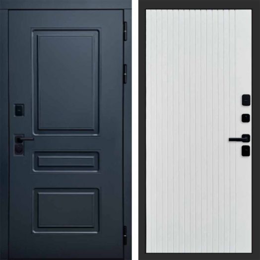 Входная дверь Termo-door Аляска Графит с терморазрывом - FLAT Белый софт