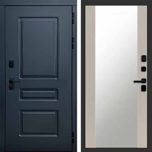 Входная дверь Termo-door Аляска Графит с терморазрывом - Зеркало Слоновая кость