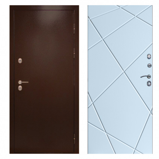 Входная дверь Termo-door Сибирь Антик медь с терморазрывом - Лучи Белый