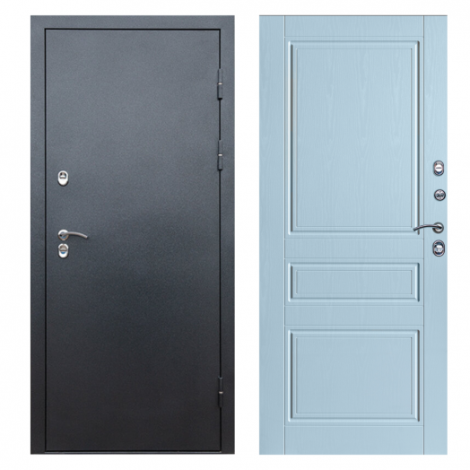 Входная дверь Termo-door Сибирь Антик серебро с терморазрывом - Классика Белое дерево