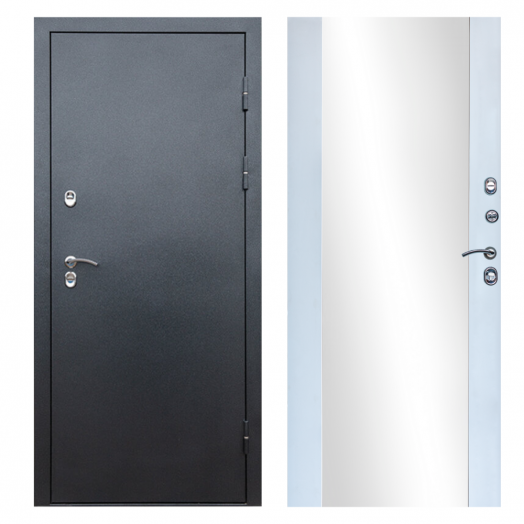 Входная дверь Termo-door Сибирь Антик серебро с терморазрывом - Зеркало Белый софт