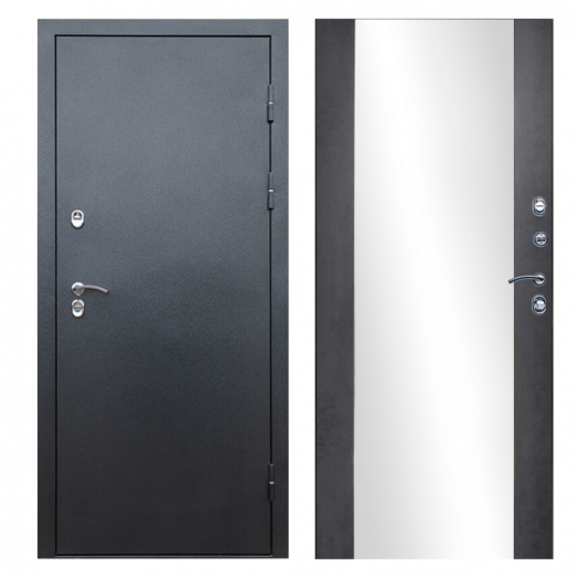 Входная дверь Termo-door Сибирь Антик серебро с терморазрывом - Зеркало Бетон темный