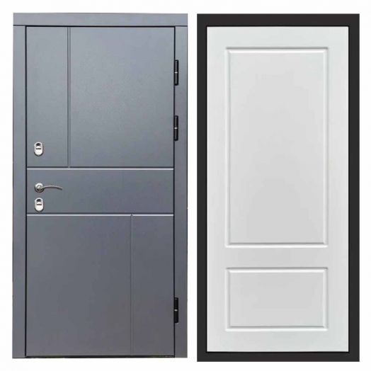 Входная дверь Termo-door Премиум винорит Вертикаль Грей с терморазрывом - Марсель Белый софт