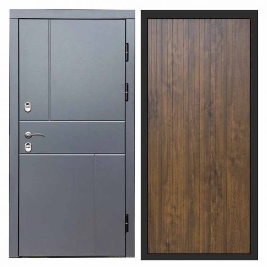 Входная дверь Termo-door Премиум винорит Вертикаль Грей с терморазрывом - FLAT Дуб