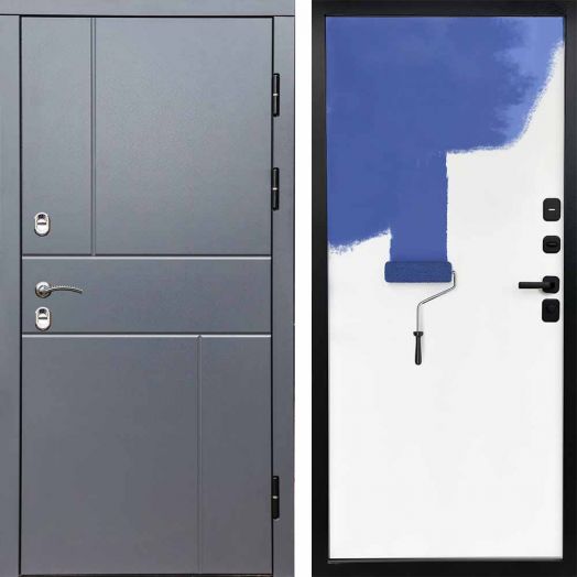 Входная дверь Termo-door Премиум винорит Вертикаль Грей с терморазрывом - Грунт под покраску