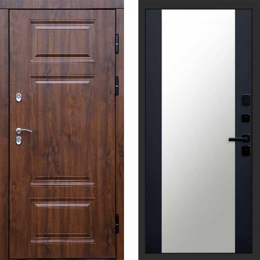 Входная дверь Termo-door Премиум винорит Дуб с терморазрывом - Зеркало Черный кварц+тонировка