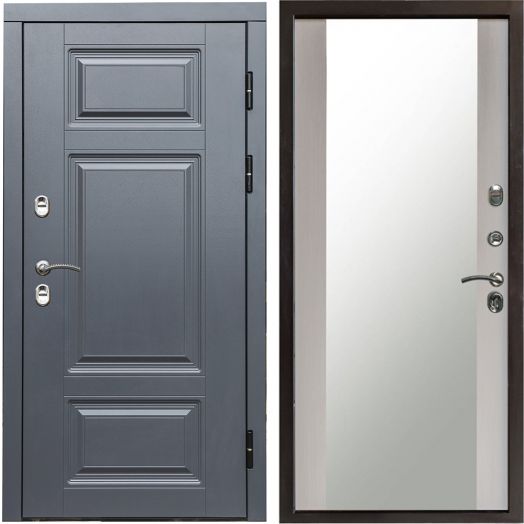 Входная дверь Termo-door Премиум винорит Грей с терморазрывом - Зеркало Лиственница