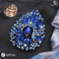Брошь «Императрица» цветущая, синяя в золоте