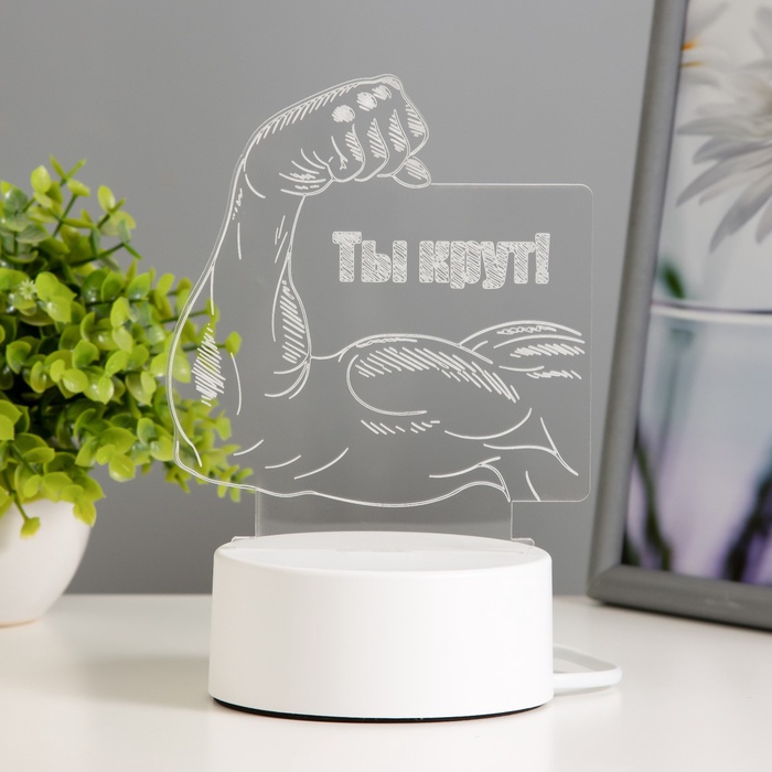 Светильник 3D ночник RISALUX «Ты крут», LED RGB, от сети, 12.8?9.5?14.5 см