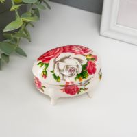 Шкатулка для украшений на ножках «Бархатные розы», керамика, 6.1?7.7?4.8 см