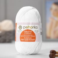 Пряжа для вязания спицами, крючком «Пехорский текстиль. хлопок, натуральный», 100% хлопок, 425 м/100 г, (01 белый)