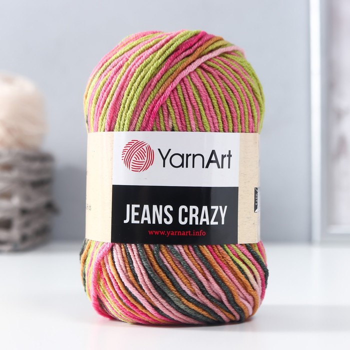 Пряжа для вязания спицами, крючком YarnArt, Jeans crazy, 55% хлопок, 45% акрил, 160 м/50 г, (7206 принт)