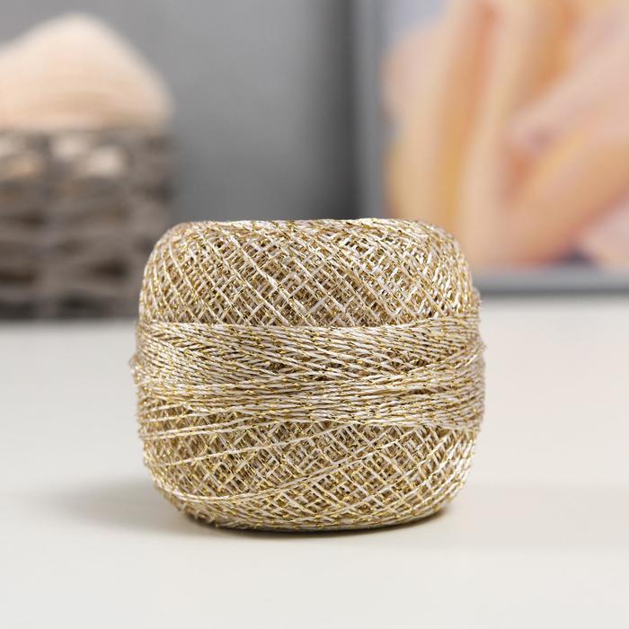 Пряжа для вязания спицами, крючком YarnArt, Camelia, 70% полиэстер, 30% люрекс, 190 м/20 г, (430 жемчуг золото)