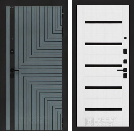 Входная дверь Лабиринт CREDOR - 01 Белое дерево, стекло черное