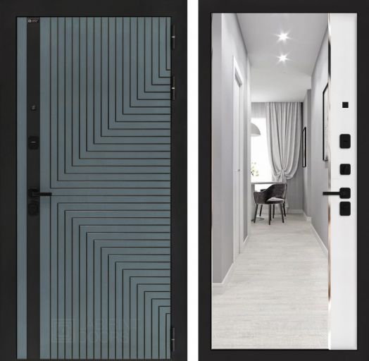 Входная дверь Лабиринт CREDOR - Зеркало панорама Белый софт