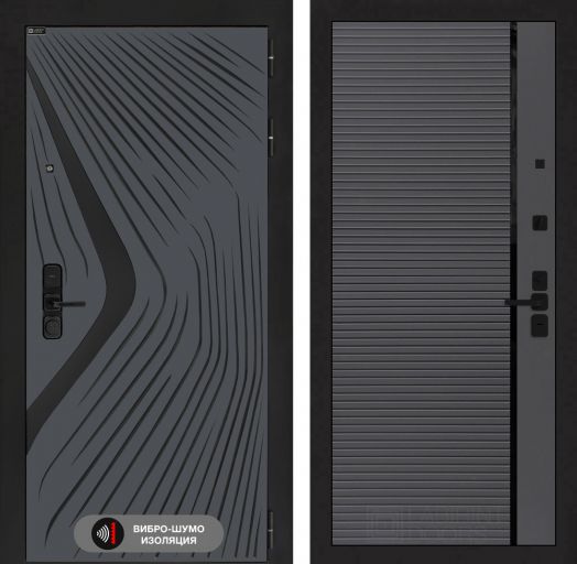 Входная дверь Лабиринт LEOLAB - 22 Графит софт черная вставка