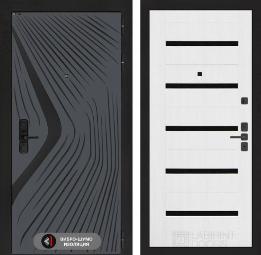 Входная дверь Лабиринт LEOLAB - 01 Белое дерево стекло черное