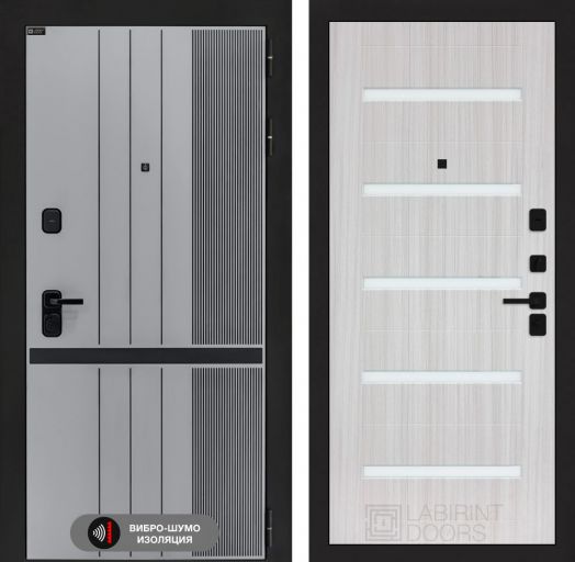 Входная дверь Лабиринт SKYLAB - 01 Сандал белый стекло белое