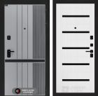 Входная дверь Лабиринт SKYLAB - 01 Белое дерево стекло черное