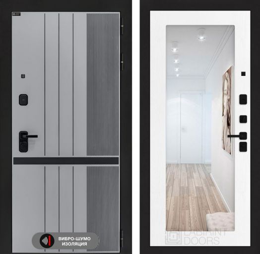 Входная дверь Лабиринт SKYLAB - Зеркало 18 Белое дерево