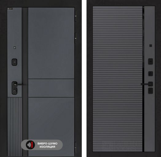 Входная дверь Лабиринт EVOLAB - 22 Графит софт черная вставка