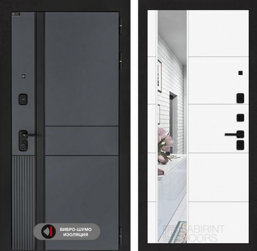 Входная дверь Лабиринт EVOLAB - Зеркало 19 Белый софт